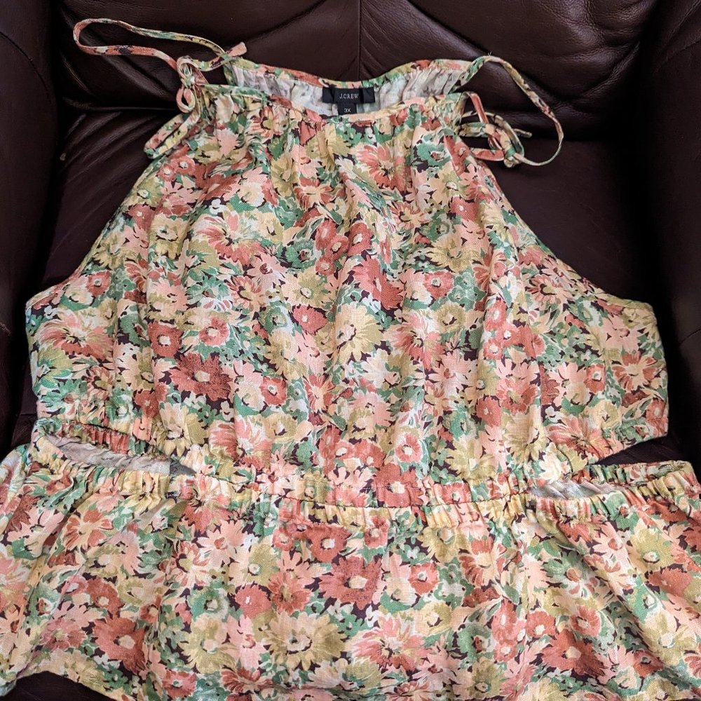 Plus Size J. Crew Linen Tank Top with Cut Outs